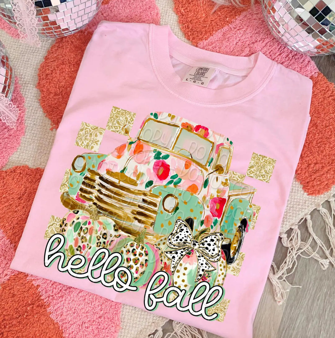 Made to Order | Girly Truck Graphic Design Tee or Sweatshirt in Multiple Printing Options on Pink