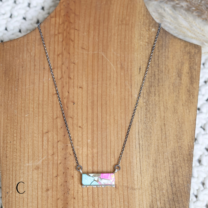 Steve Francisco | Navajo Handmade Sterling Silver Chain Necklace with Cotton Candy Turquoise Mix Pendant