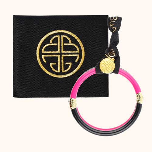 BuDhaGirl | Set of Two | Yin & Yang All Weather Bangles in Black/Epic Pink