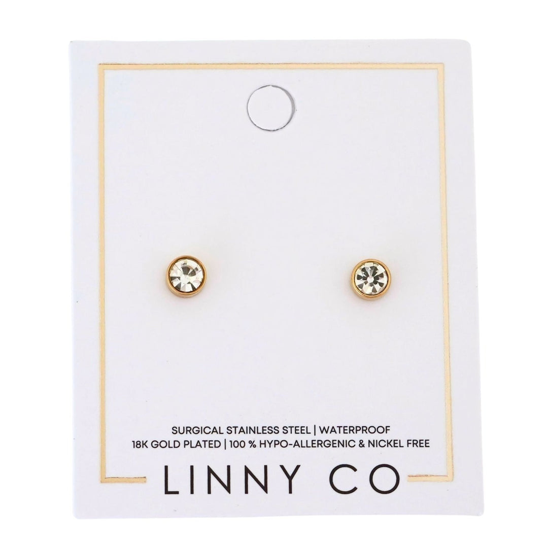 Linny Co | Juliet 5mm Gold Tone Crystal Flatback Stud Earrings