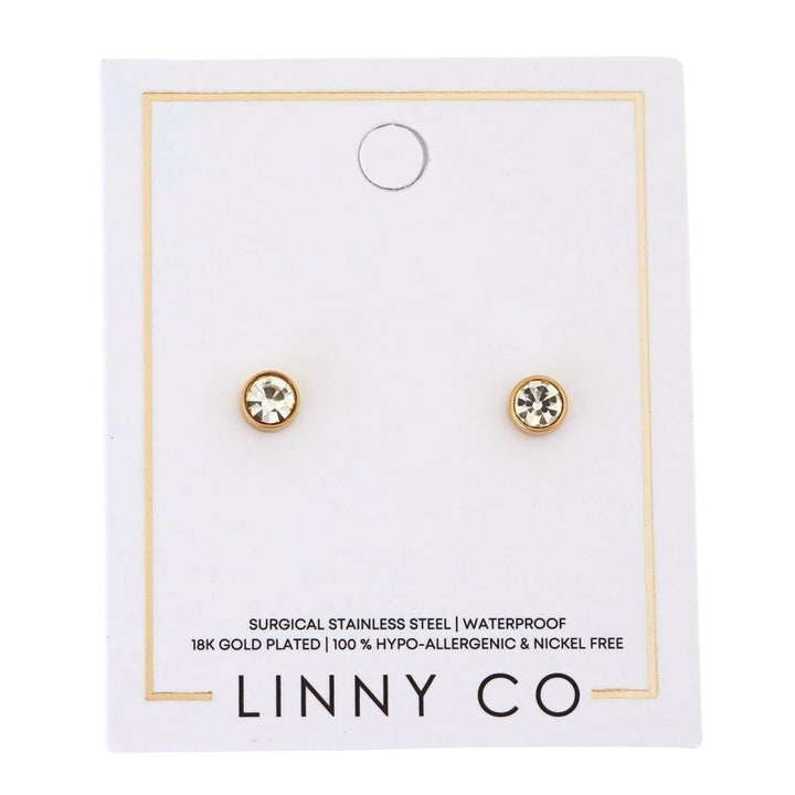 Linny Co | Juliet 5mm Gold Tone Crystal Flatback Stud Earrings