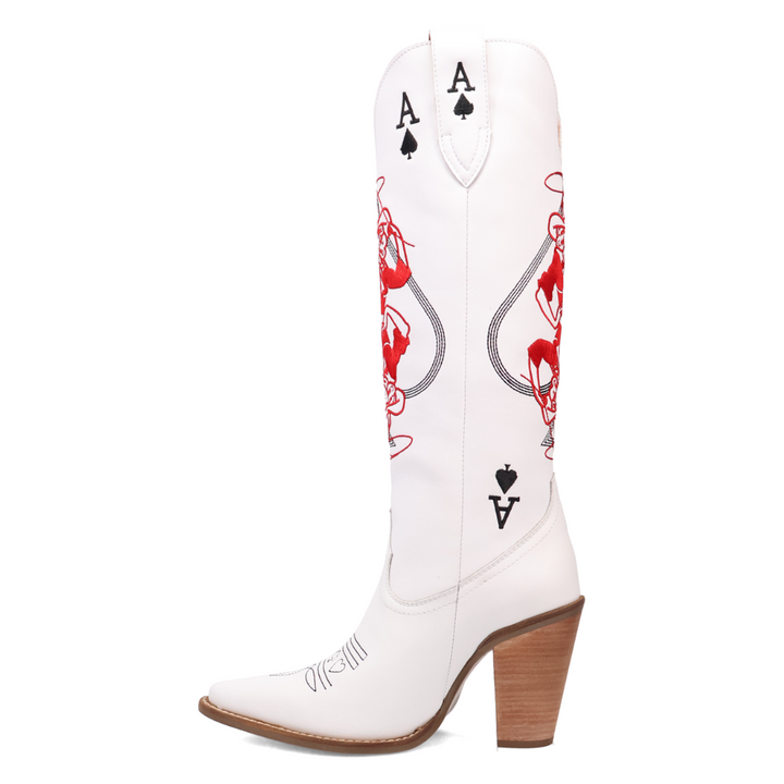 Online Exclusive | Dingo | Ace of Spades Leather Boot in White **PREORDER