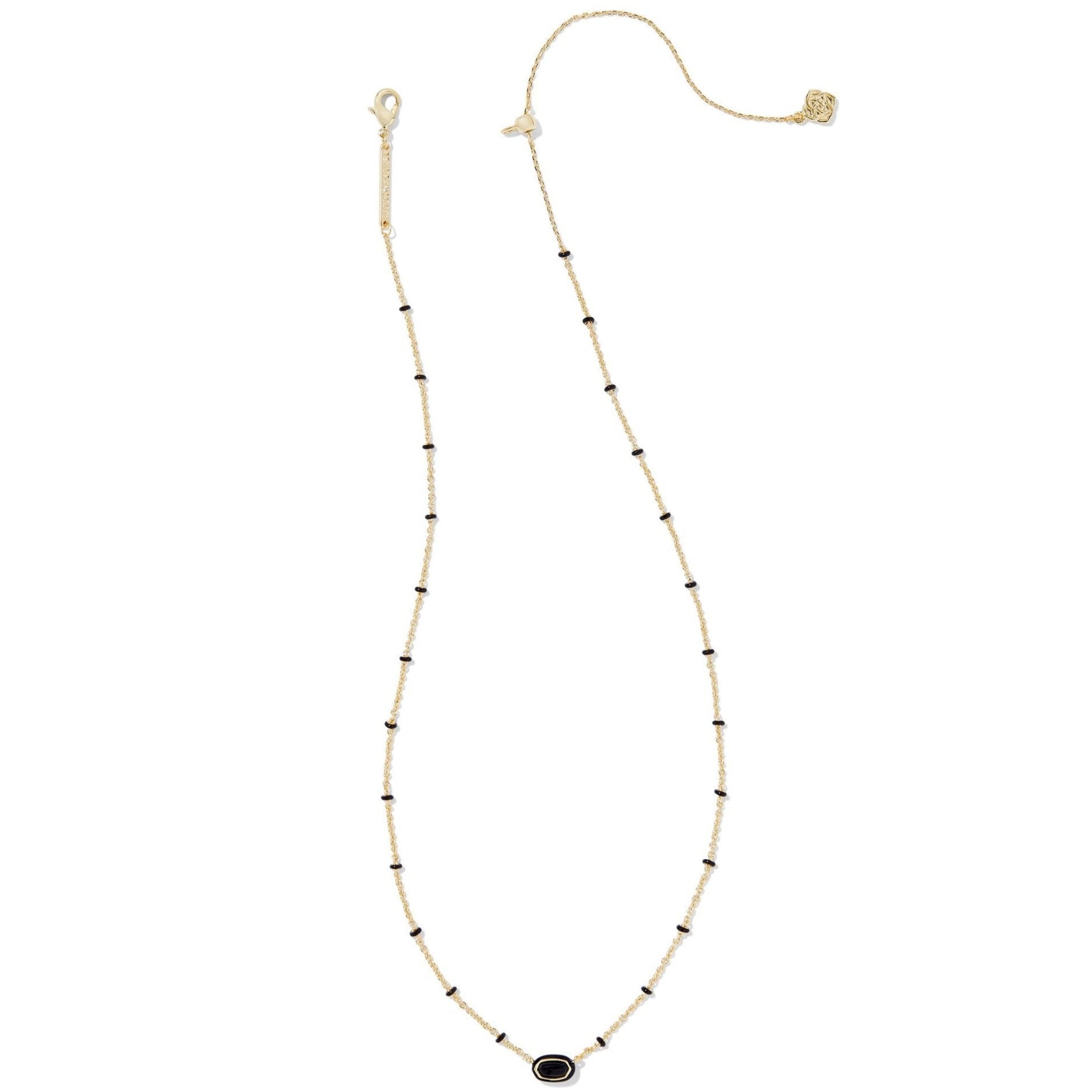 Kendra Scott | Mini Elisa Gold Enamel Frame Short Pendant Necklace in Black Agate