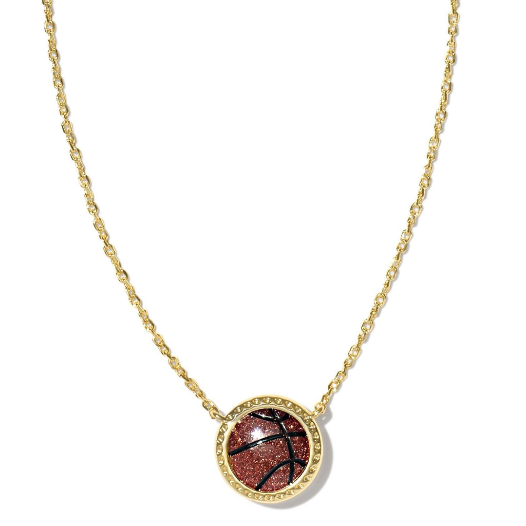 Kendra Scott | Basketball Gold Short Pendant Necklace in Orange Goldstone - Giddy Up Glamour Boutique