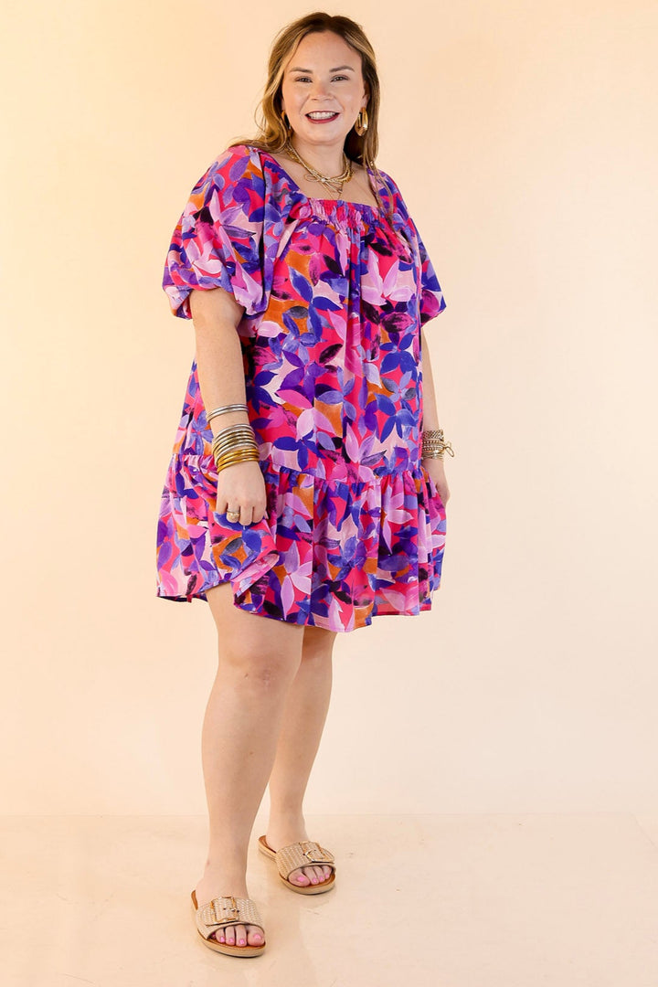 Blossoming Beauty Floral Print Dress in Magenta Pink