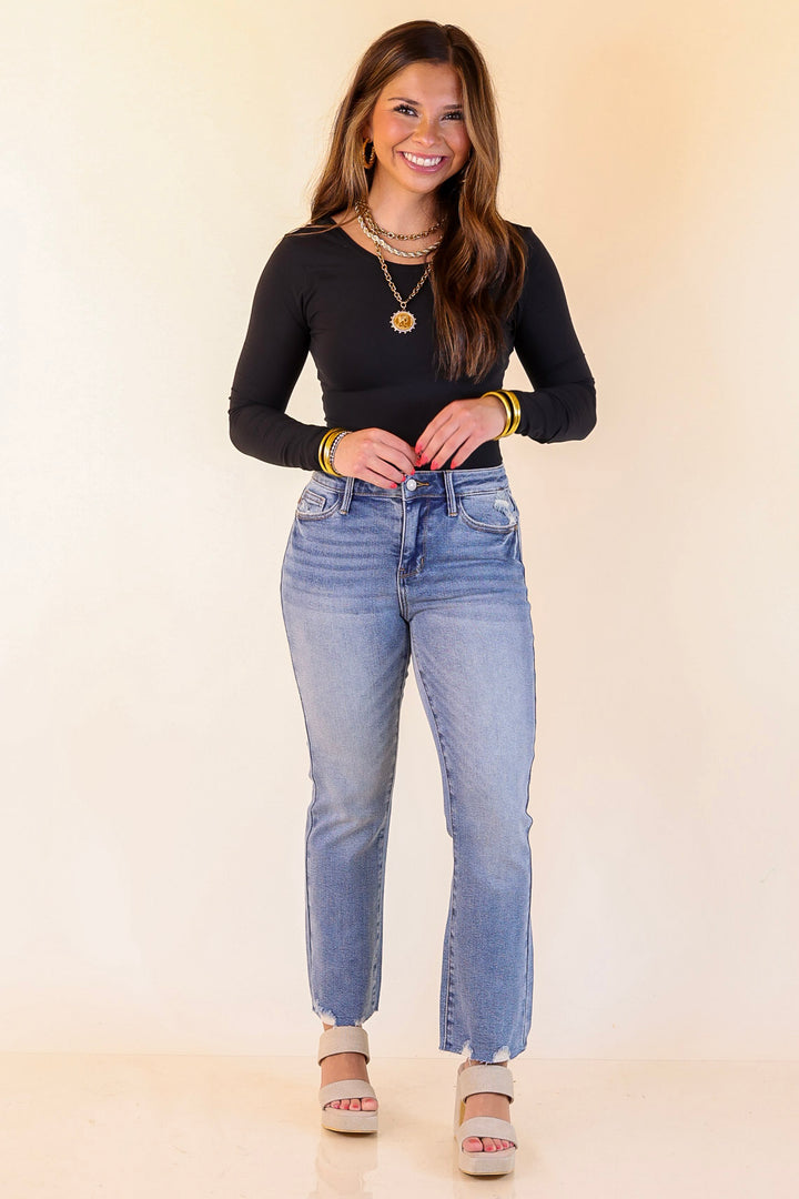 Judy Blue | Kickin' Back Cropped Kick Flare Jean in Medium Wash