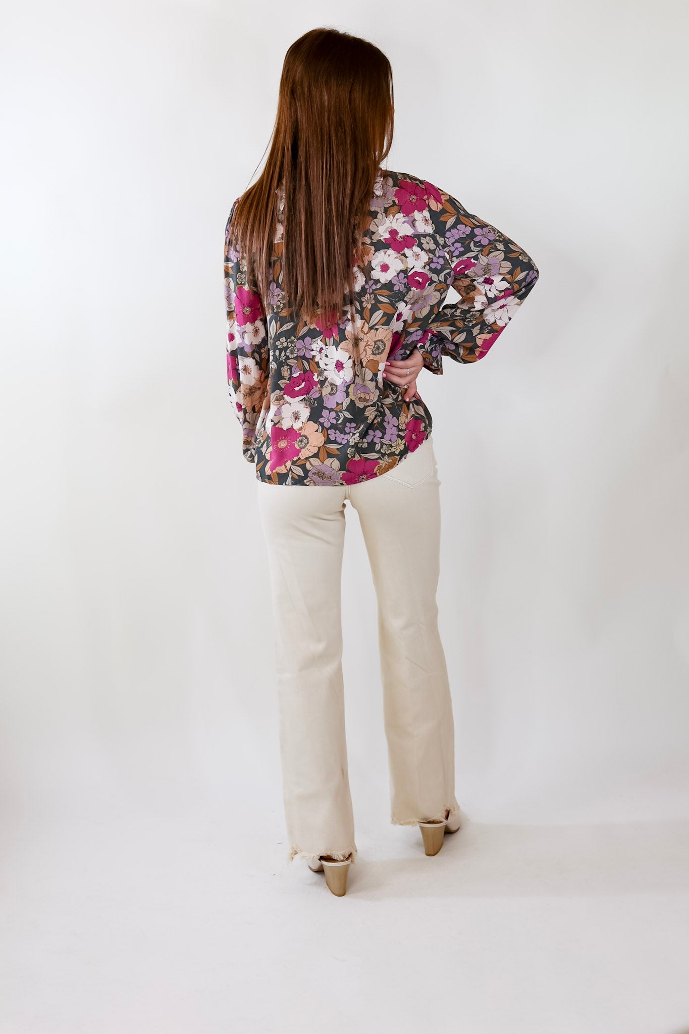 My Dearest Darling Floral Embroidered Long Sleeve Top in Olive Green - Giddy Up Glamour Boutique