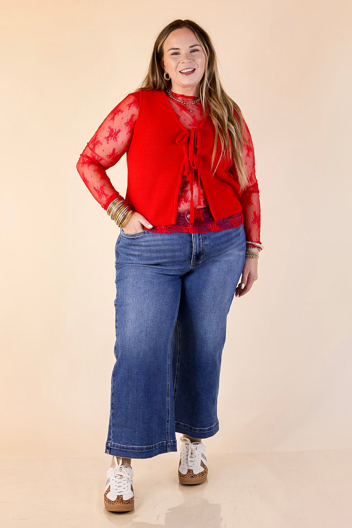 Main Attraction Bow Tie Front Sweater Vest in Red