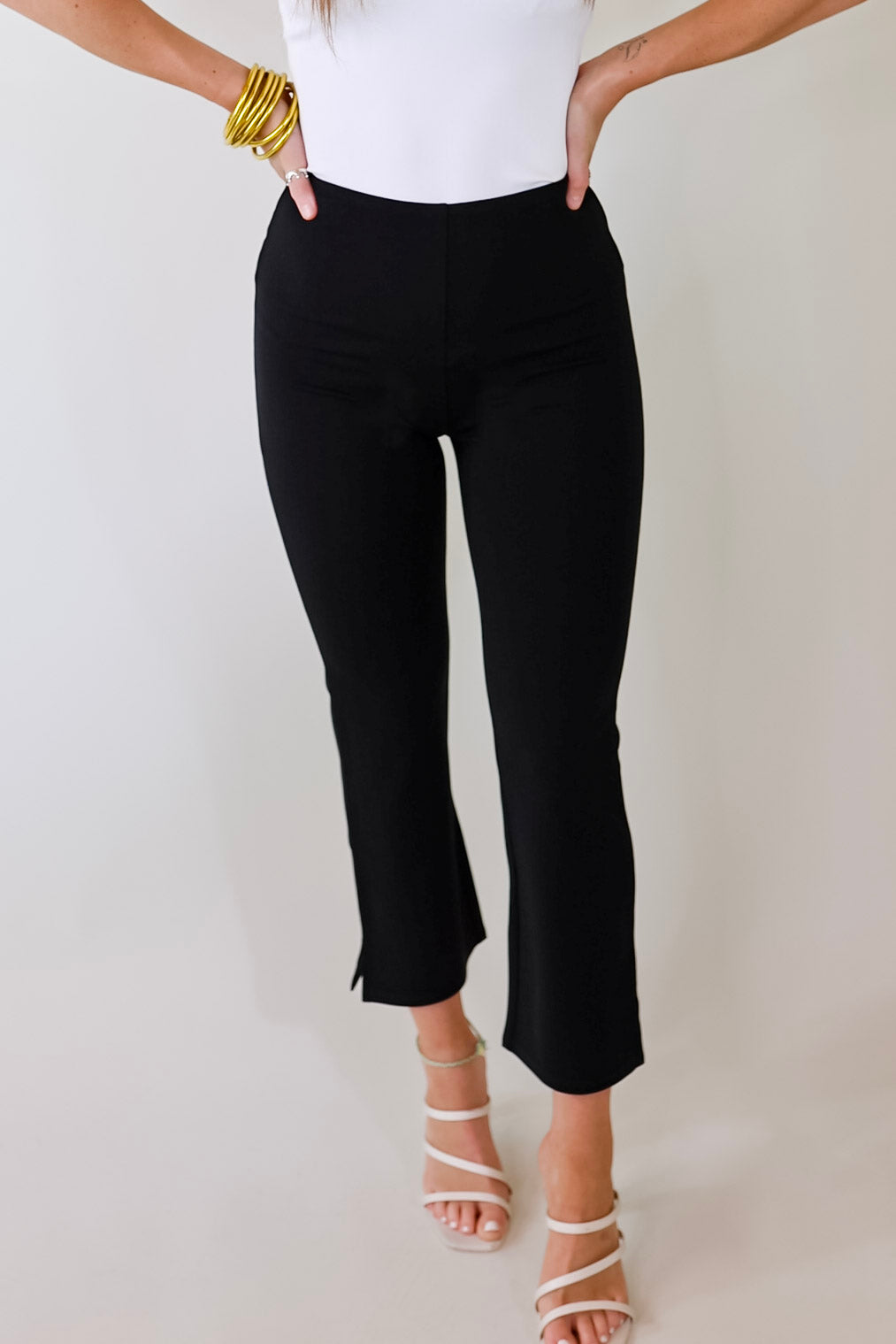 Lyssé | Cropped Kick Flare Leggings in Black - Giddy Up Glamour Boutique