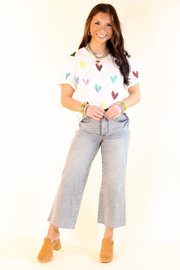 Queen Of Sparkles | Charm Me Multi-Colored Sequin Top in White