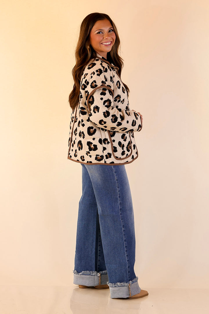 Spotted in Style Quilted Leopard Print Jacket in Cream