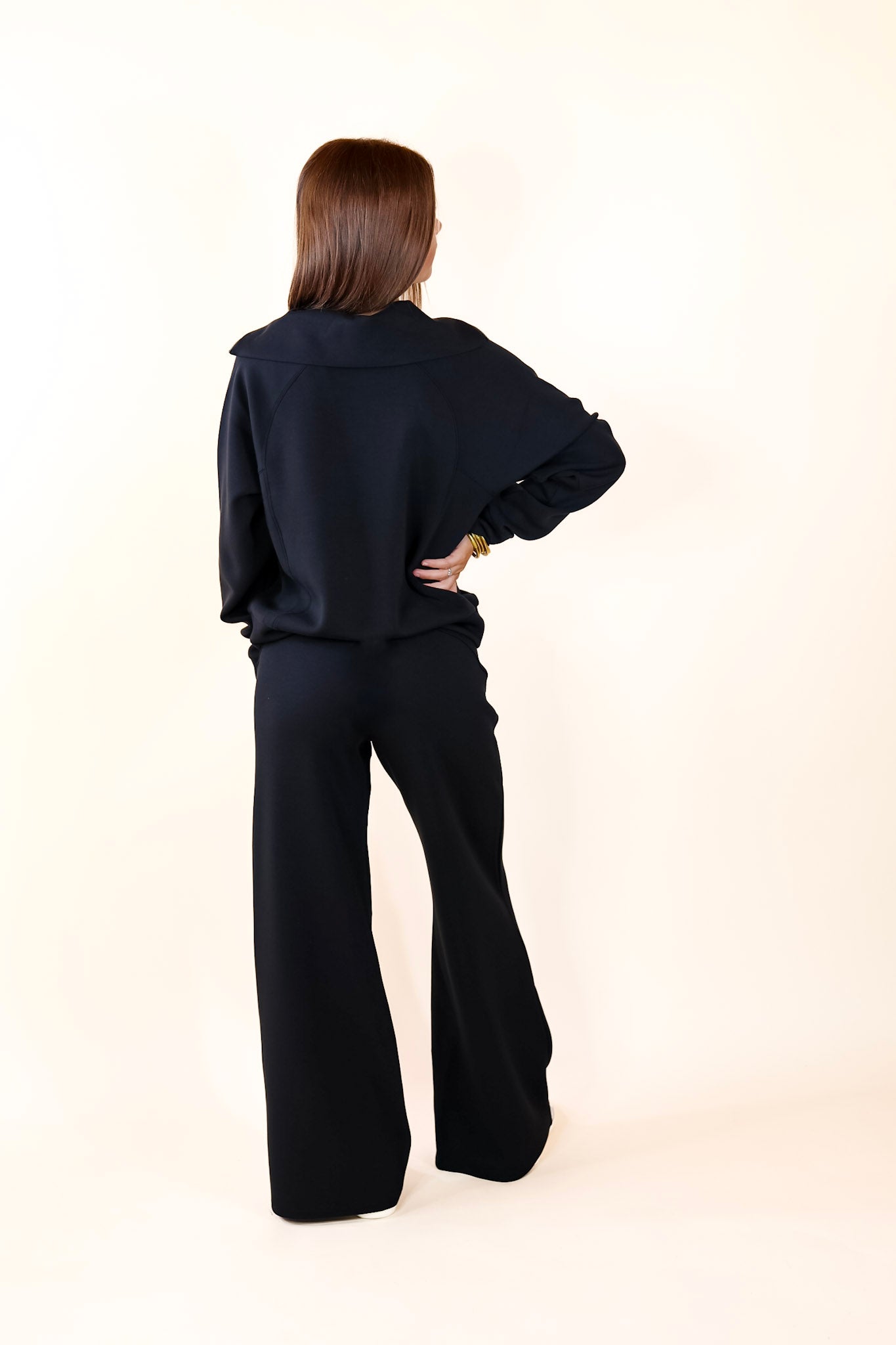SPANX | AirEssentials Half Zip Sweatshirt in Black - Giddy Up Glamour Boutique