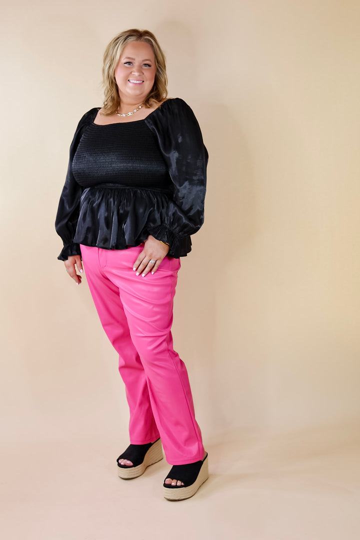 Perfect Vision Smocked Long Sleeve Top in Black - Giddy Up Glamour Boutique