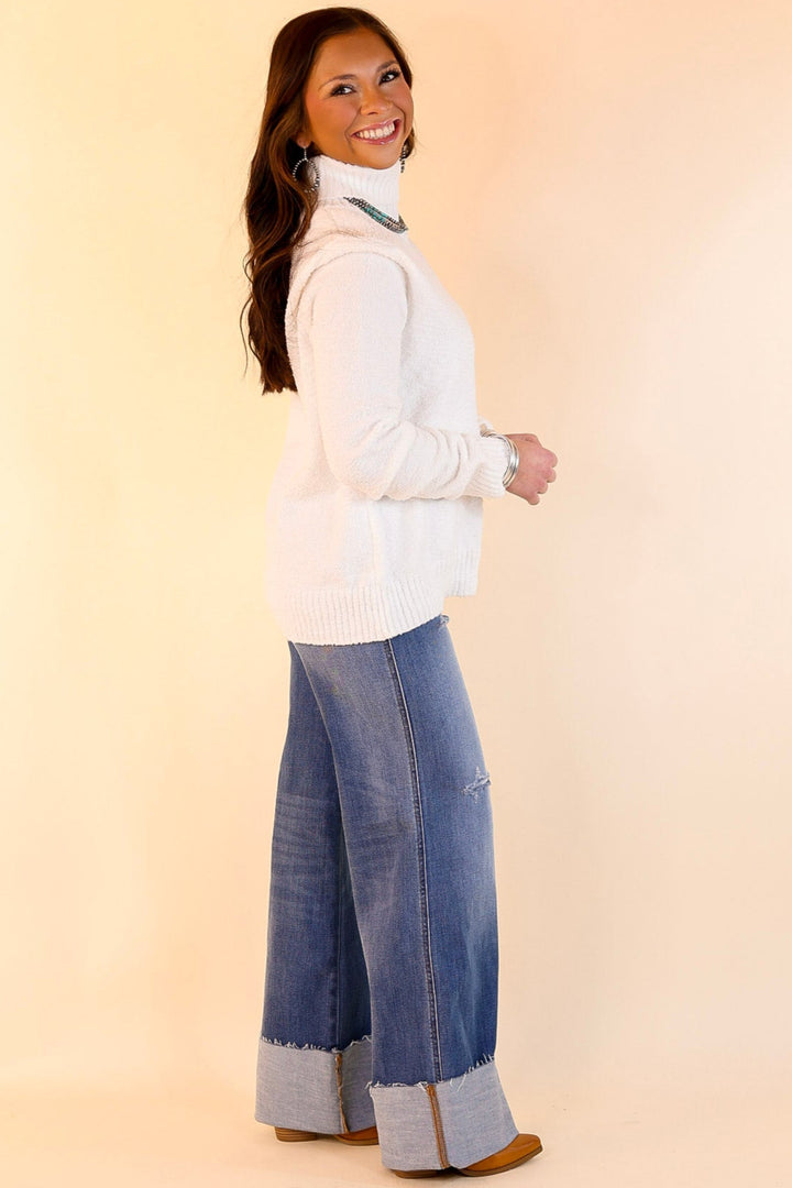 Cozy Couture Long Sleeve Turtleneck Sweater in Off White