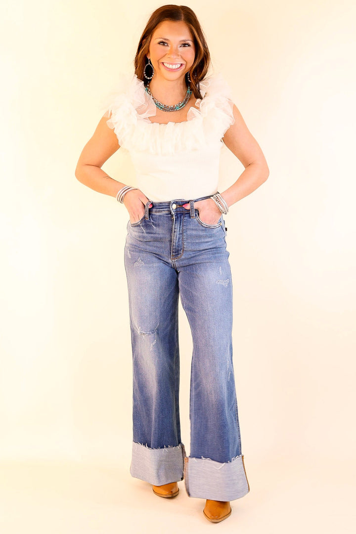 Pose For The Camera Tulle Upper Bodysuit in Cream