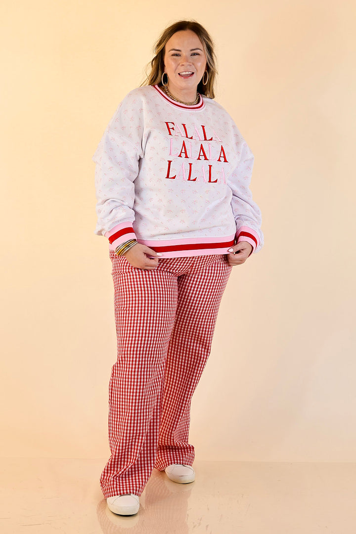 Simply Southern | Holiday Cheer Club Fa La La Floral Varsity Sweatshirt in Ivory