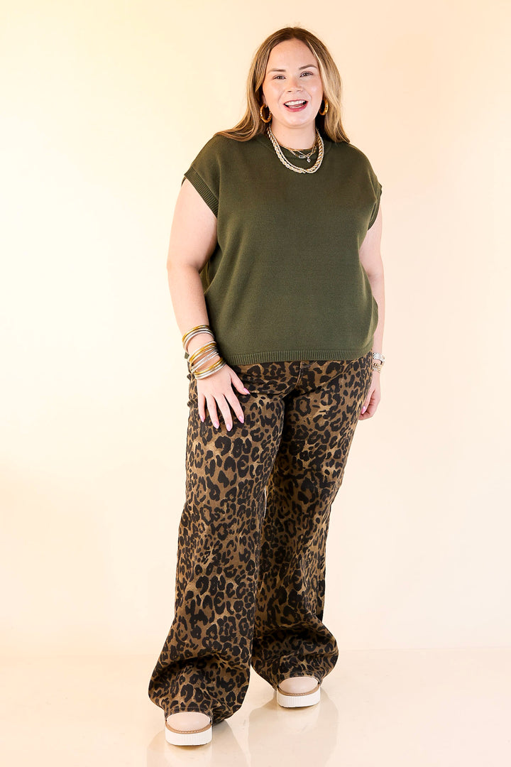 Effortlessly Yours Short Sleeve Crew Neck Sweater in Dark Olive Green