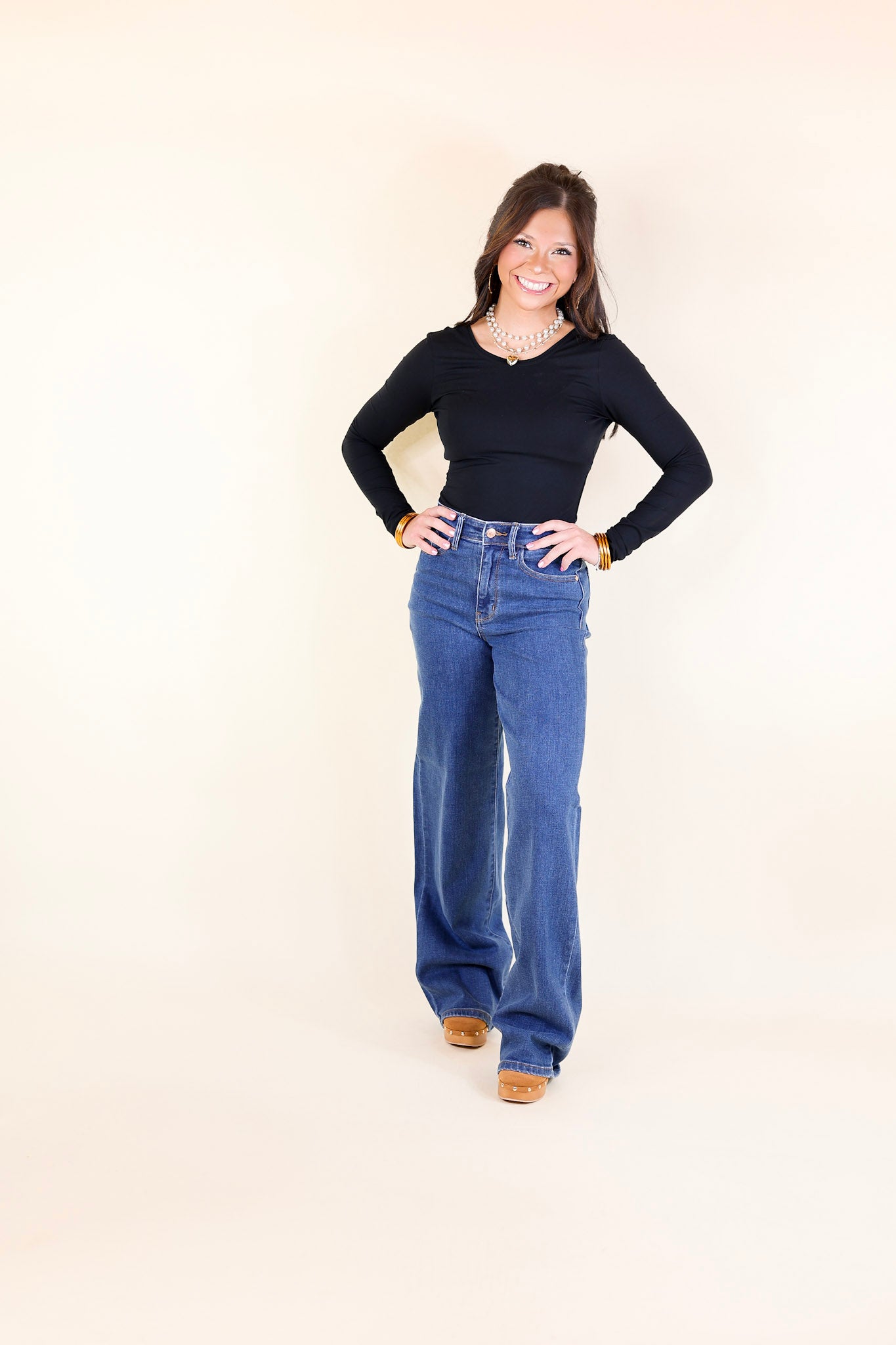 Judy Blue | High Society High Waisted Vintage Wide Leg Jean in Medium Wash