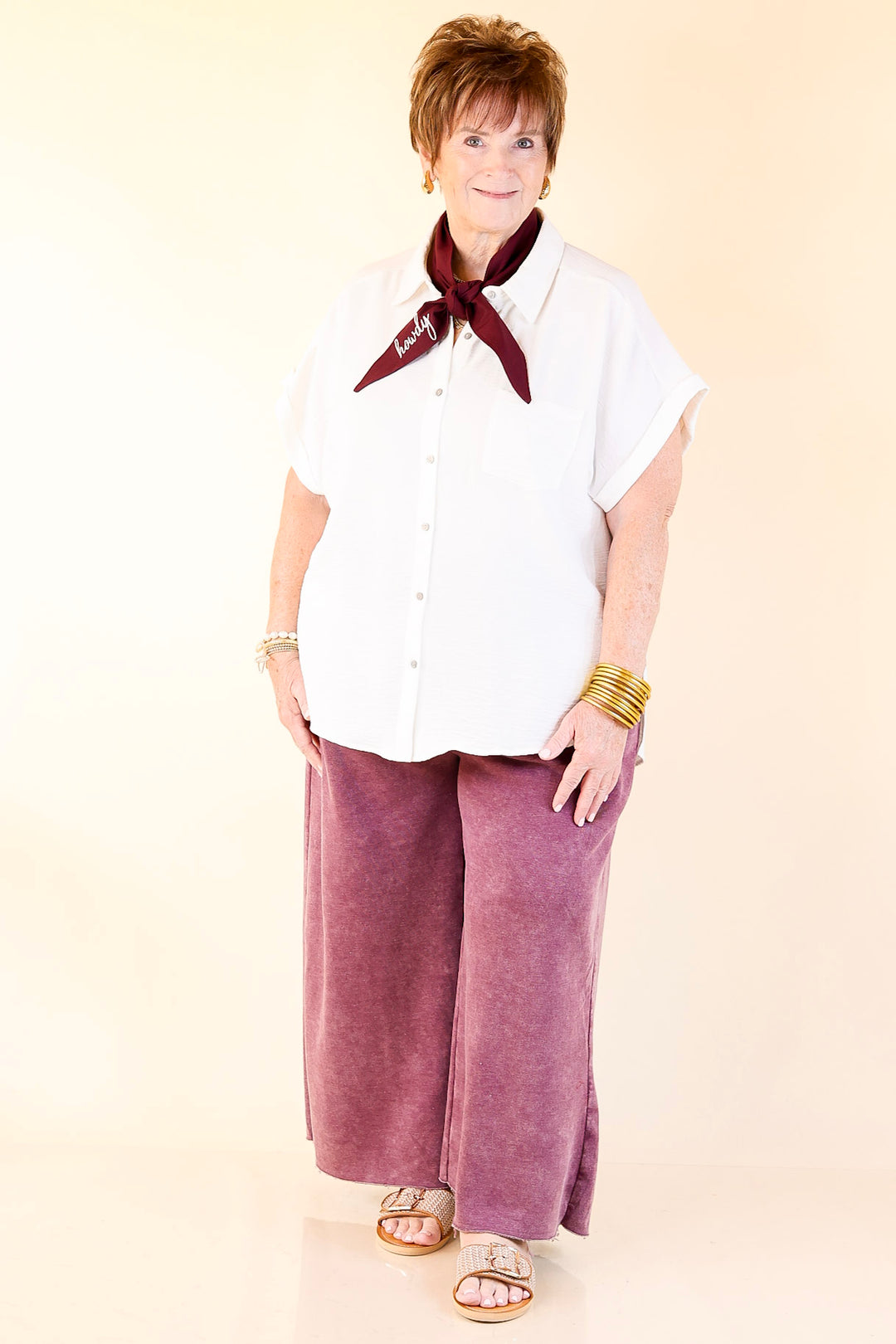 Cozy Girl Cropped Acid Washed Drawstring Pant in Maroon