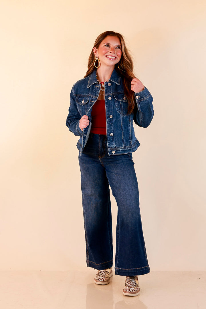 Judy Blue | The Go-To Layer Rigid Magic Classic Denim Jacket in Dark Indigo Wash