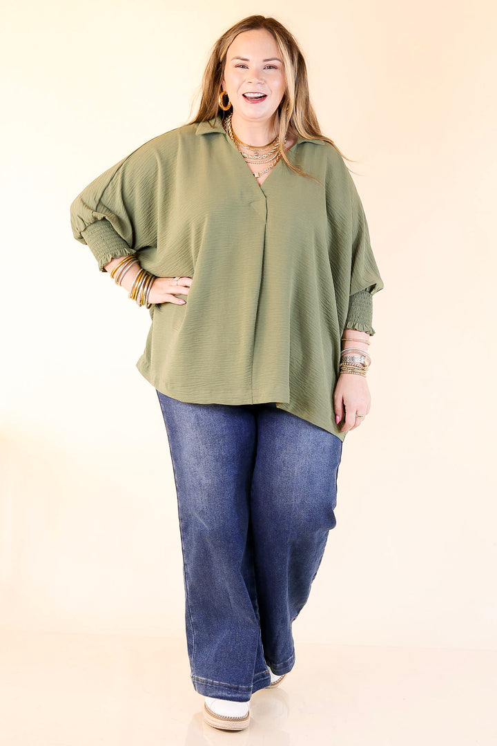 Spoken in Style Drop Shoulder Tunic Top in Olive Green