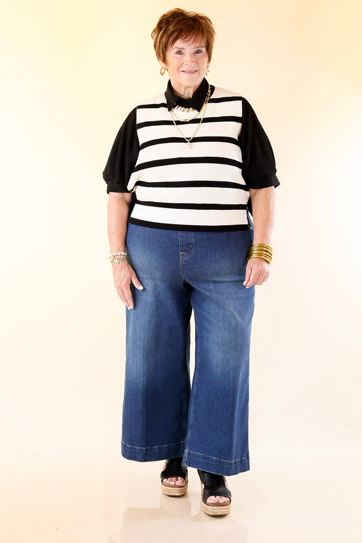 Tied Up in Style Knit Sweater with Side Ties in Off White with Black Stripes