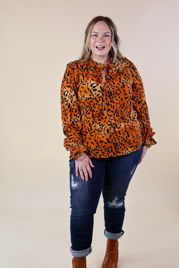 Boss Lady Leopard Print Top in Rust Orange - Giddy Up Glamour Boutique