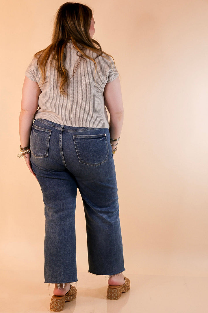 Repeat Worthy Cap Sleeve Cropped Sweater with Front Pocket in Bone Cream