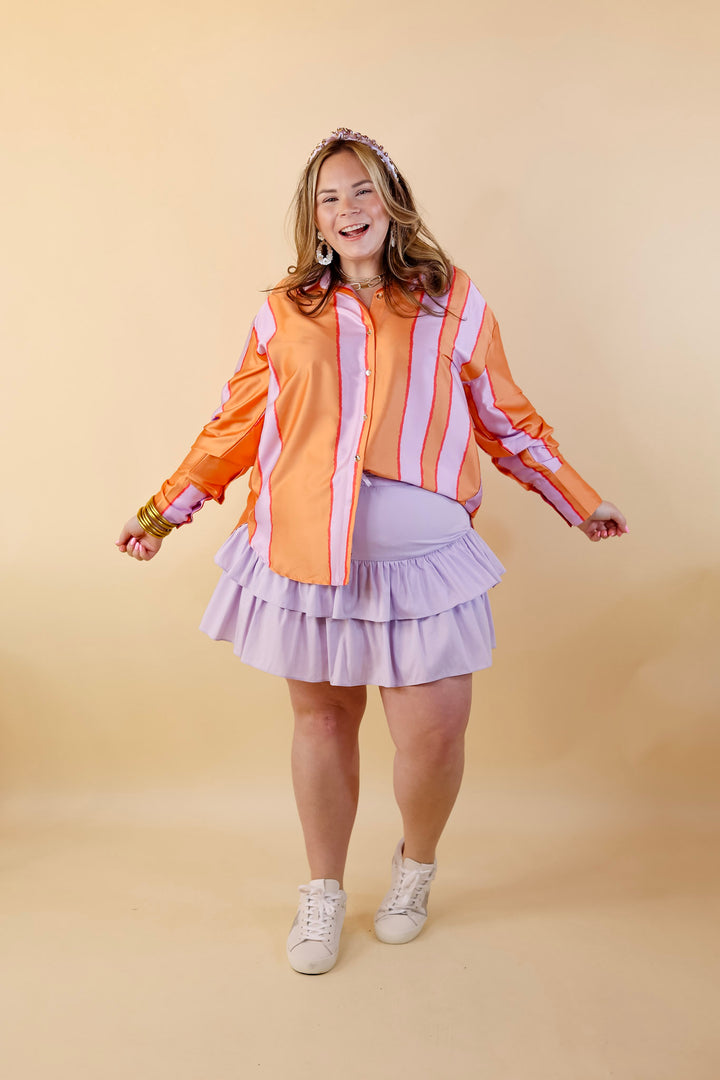 Vibrant Vibes Tiered Skort with Drawstring Waist in Lavender Purple - Giddy Up Glamour Boutique