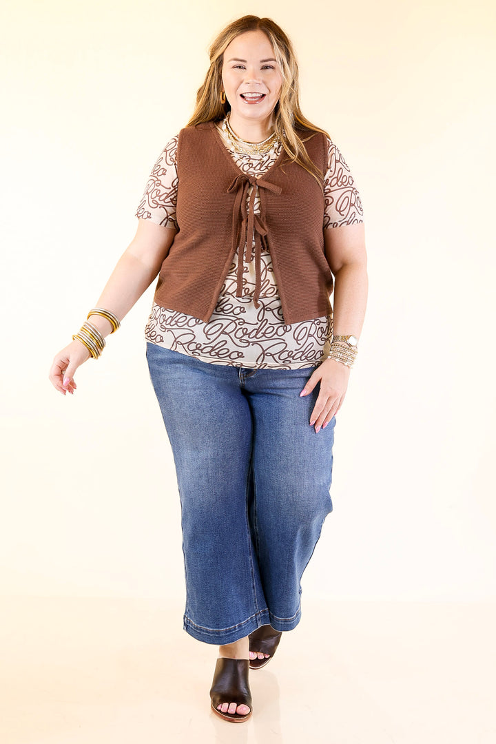 Main Attraction Bow Tie Front Sweater Vest in Chocolate Brown