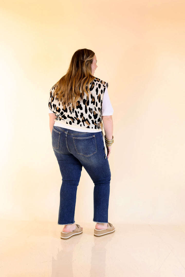Untamed Energy Leopard Knit Sweater Vest Top in Ivory