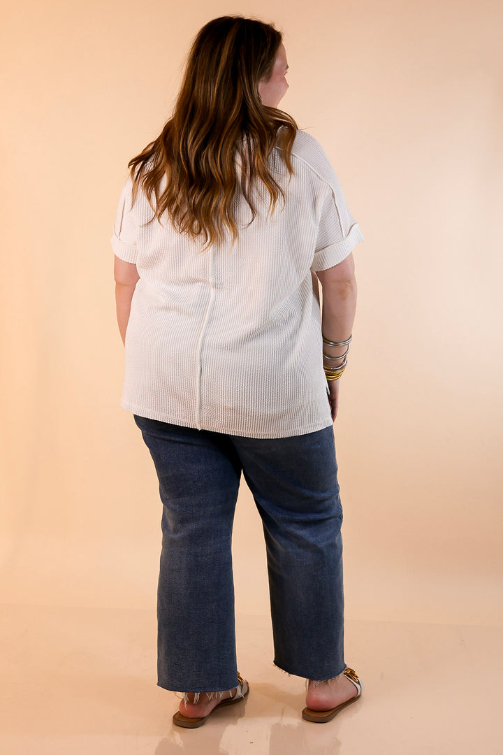 Daily Perfection Short Sleeve V Neck Top in Off White