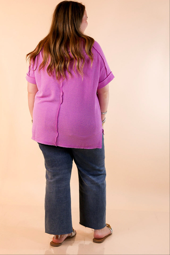 Daily Perfection Short Sleeve V Neck Top in Light Violet Purple