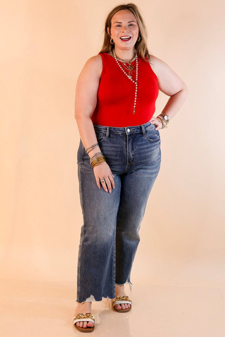 Sunshine State of Mind Tank Top Bodysuit in Ruby Red