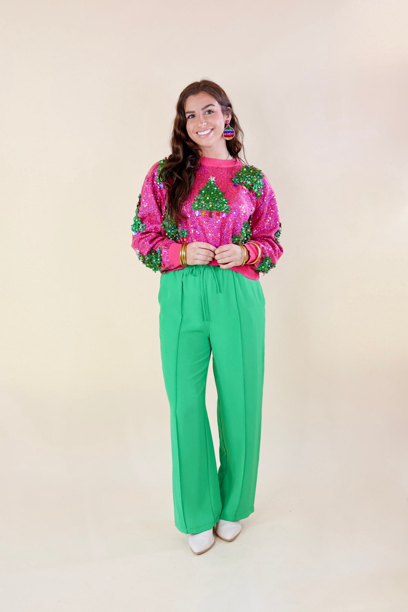 Bossy Business Drawstring Trouser Pants with Pockets in Green - Giddy Up Glamour Boutique