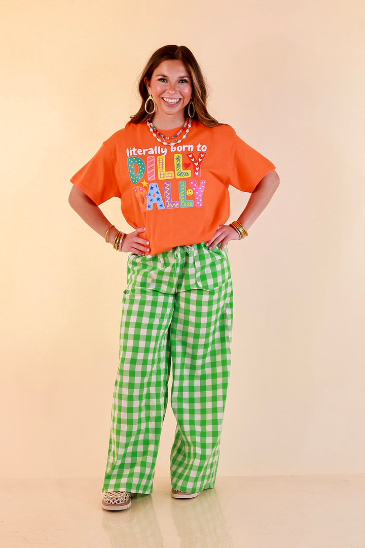 Professionally Distracted Doodle "Literally Born to Dilly Dally" Short  Sleeve Graphic Tee in Orange