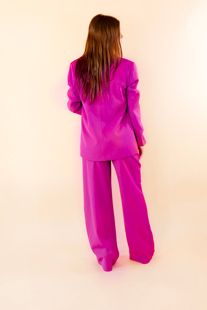 Modern Marvel Button Up Blazer in Magenta Pink - Giddy Up Glamour Boutique