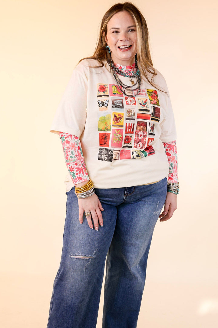 XOXO Art & Co | Matchbooks Short Sleeve Graphic Tee in Natural Cream
