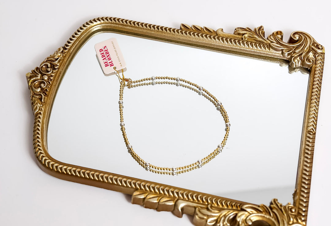 Beaded Blondes | Olive Gold with Silver Beaded Necklace - Mixed Metals