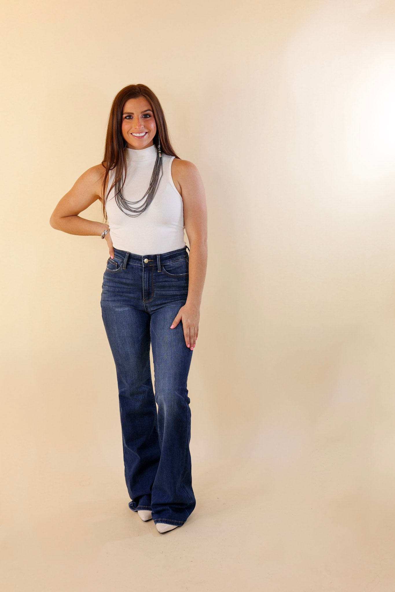 Judy Blue | True Treasure Classic Flare Jeans in Dark Wash - Giddy Up Glamour Boutique