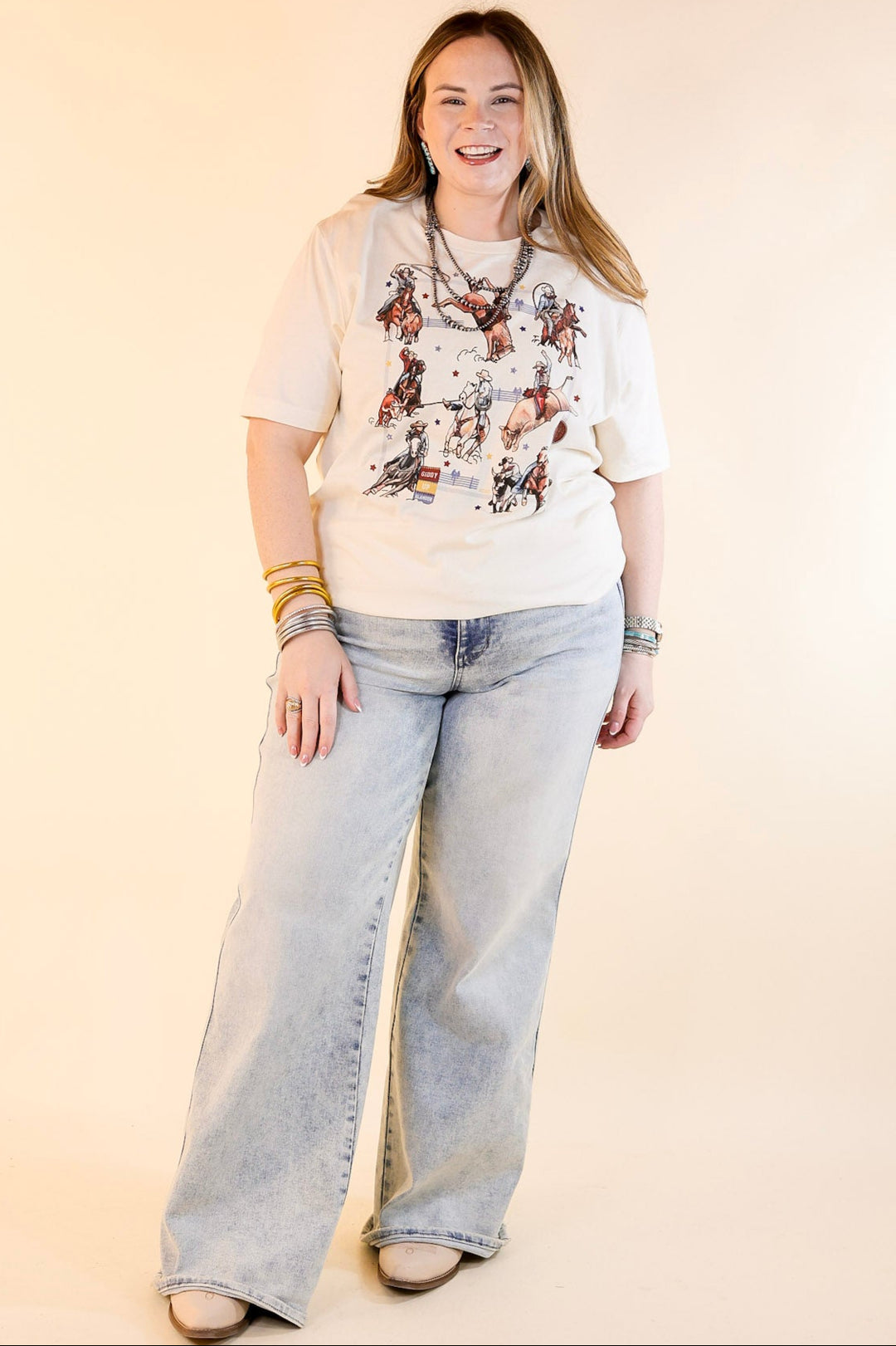 XOXO Art & Co | Rodeo Events Short Sleeve Graphic Tee in Natural Cream