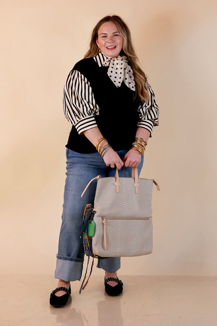Always a Favorite Crew Neck Front Seam Sweater Knit Top in Black