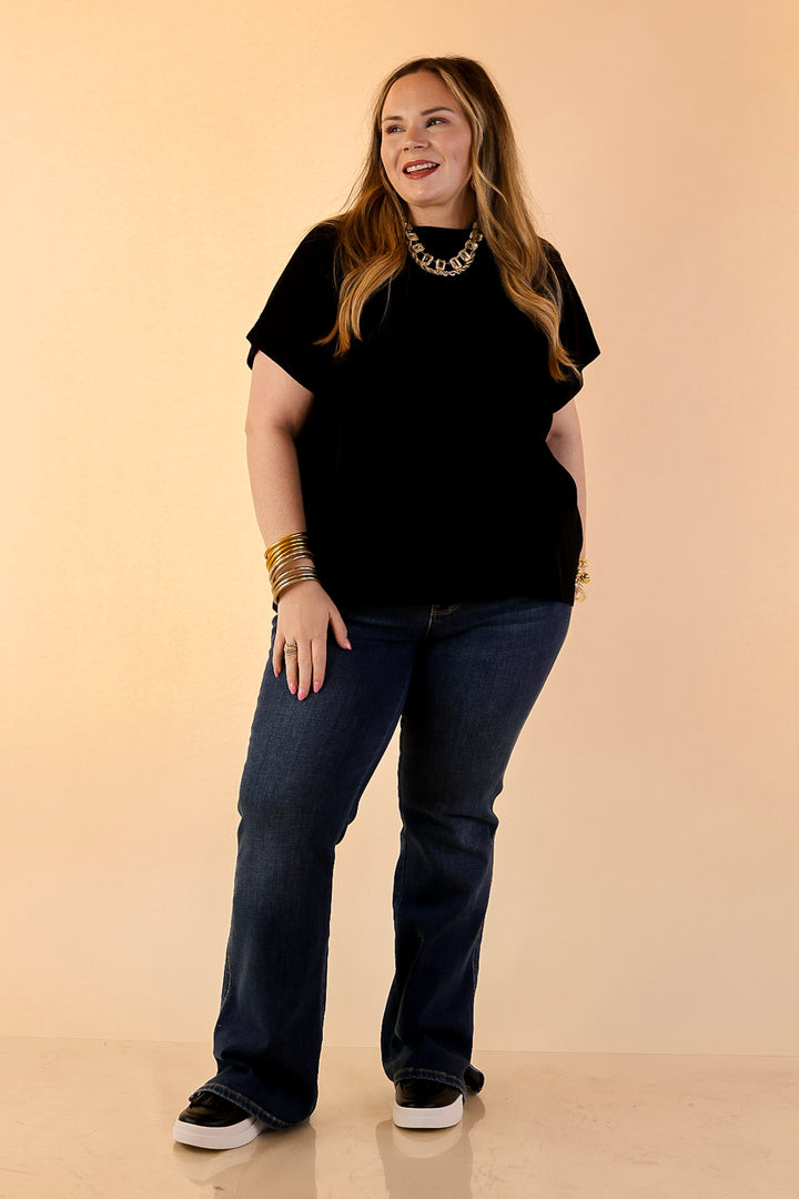 Always in Style Short Sleeve Mock Neck Top in Black