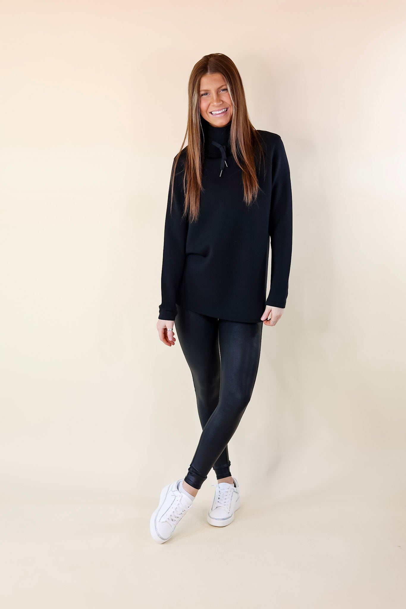 SPANX | AirEssentials Got-Ya-Covered Pullover Sweatshirt in Black - Giddy Up Glamour Boutique