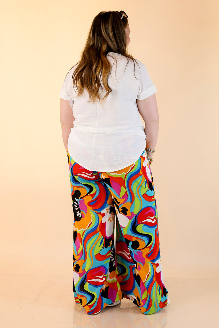 Dance with Me Straight Leg Pants in Blue Mix