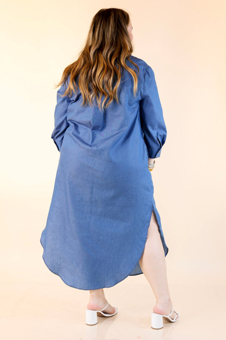 Southern Chic Button Up Denim Midi Dress