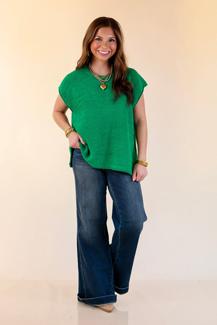 Forever Favorite Oversized Crew Neck Sweater Vest in Kelly Green