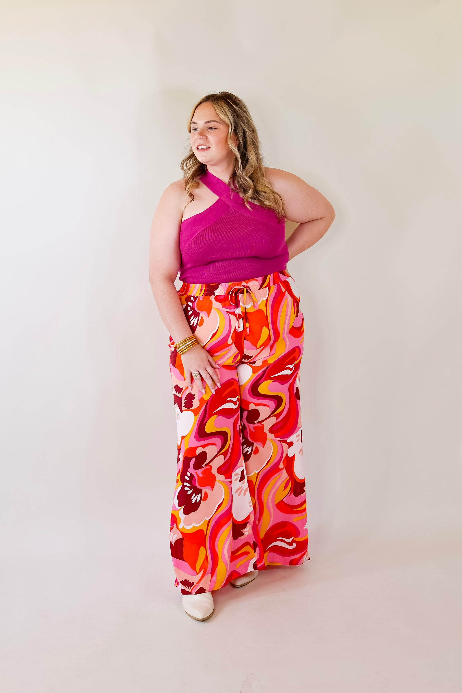 Dance with Me Pants in Pink Mix - Giddy Up Glamour Boutique