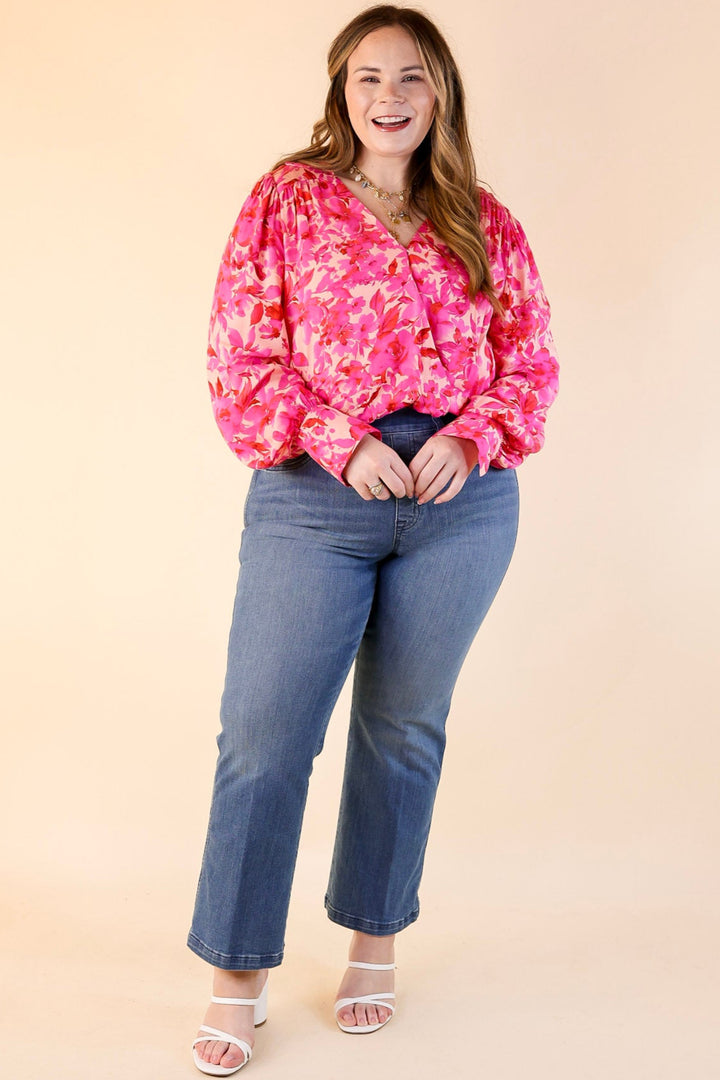 Release Your Inhibitions Floral Long Sleeve Bodysuit in Pink