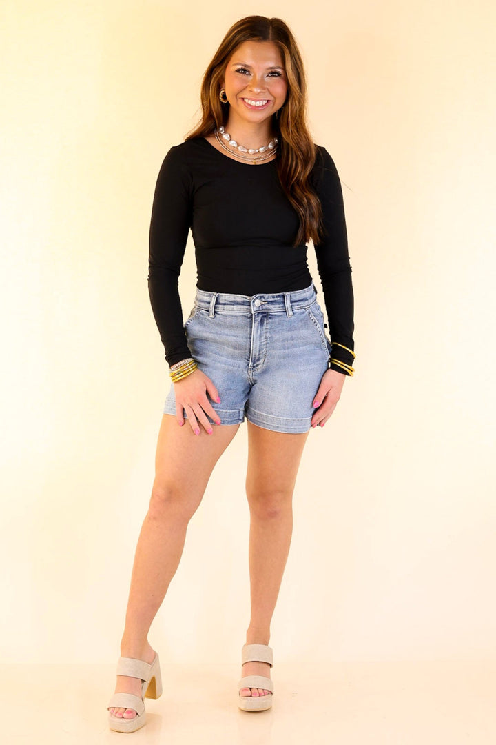 Judy Blue | Denim Prestige Trouser Shorts in Medium Wash